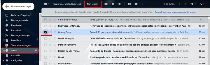 Interface spams Gmail